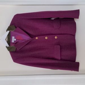 Harris Tweed Purple Vintage Blazer. M. Olive velvet collar, elbow patches.